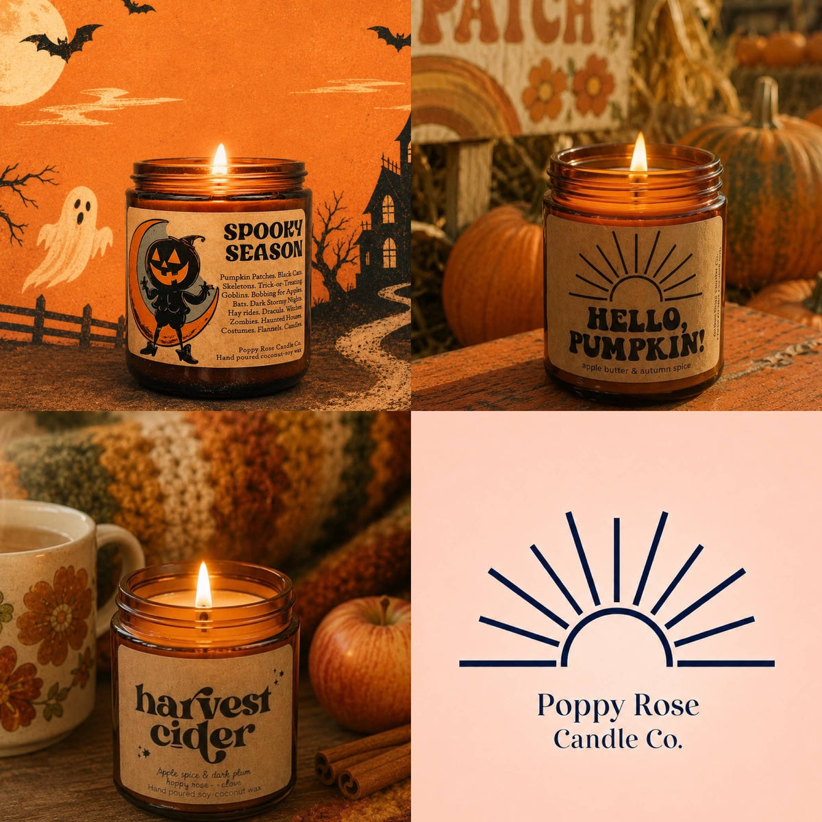 Spooky Season - Halloween Candle - coconut soy wax amber jar