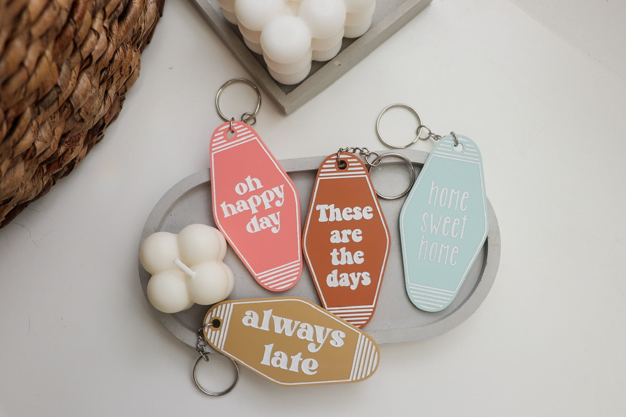 Home Sweet Home Glacier Green Acrylic Motel Key Inspired Keychain