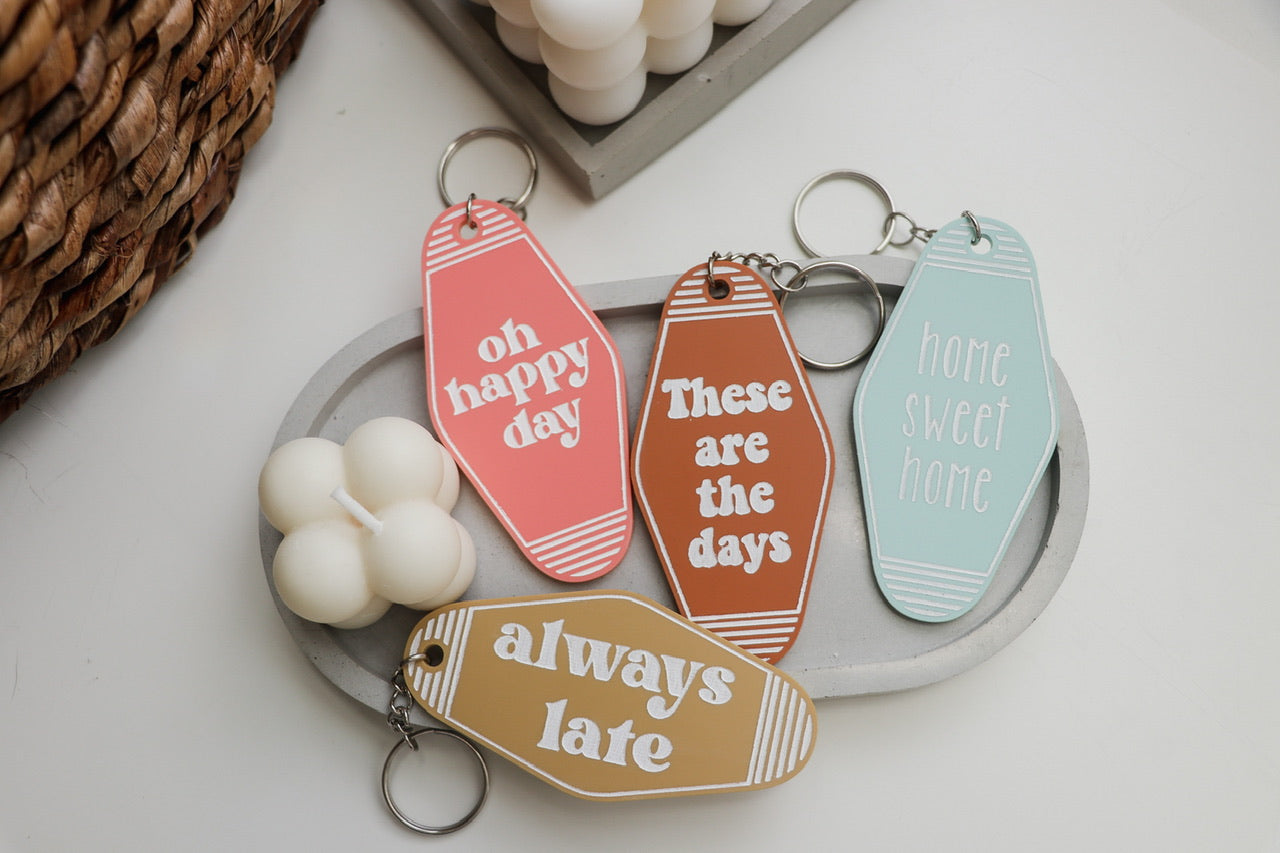 These Are The Days Terracotta Acrylic Motel Key Inspired Keychain