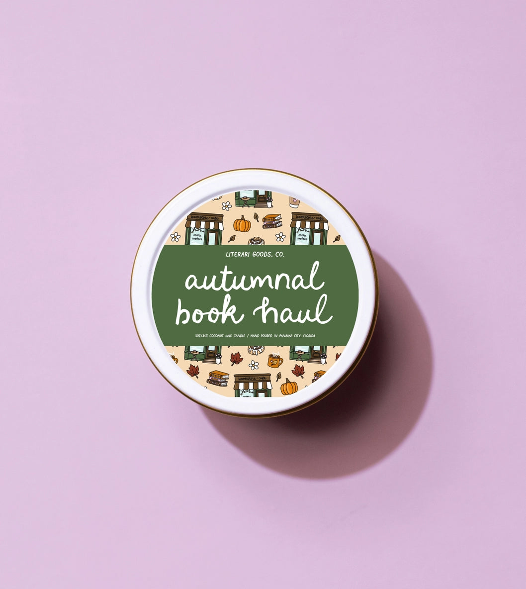 Bookish Fall Candle Tin Gift - Reader - Autumn Book Haul