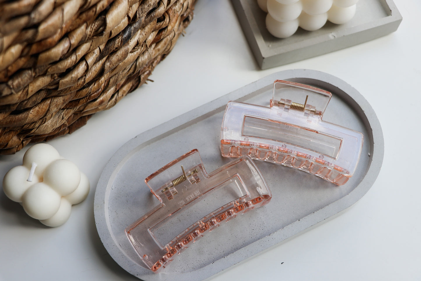 Transparent Small Geometric Claw Clip - Grape Jelly