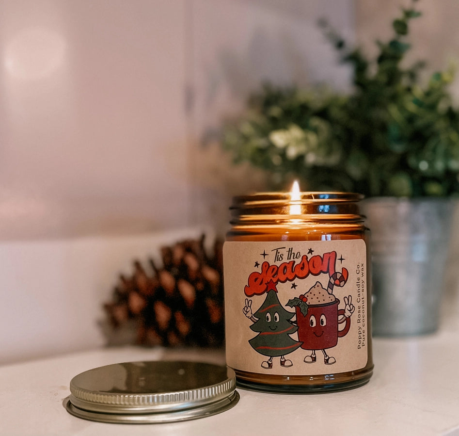 Tis the Season - 8 oz Christmas Holiday Winter Candle