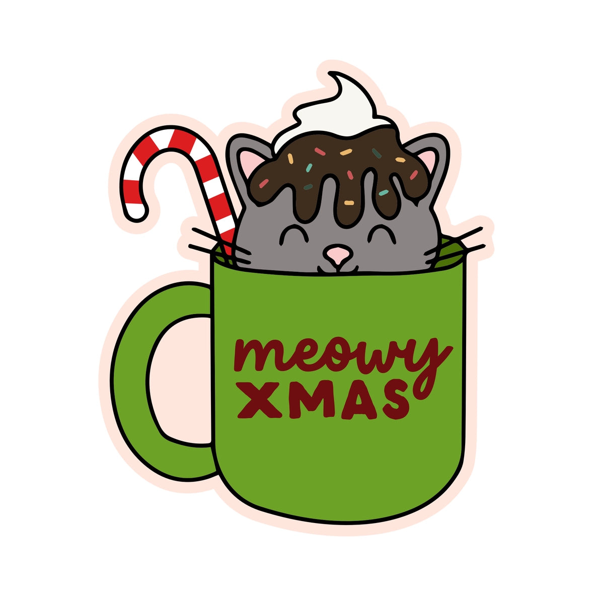 Meowy Xmas Cat Sticker