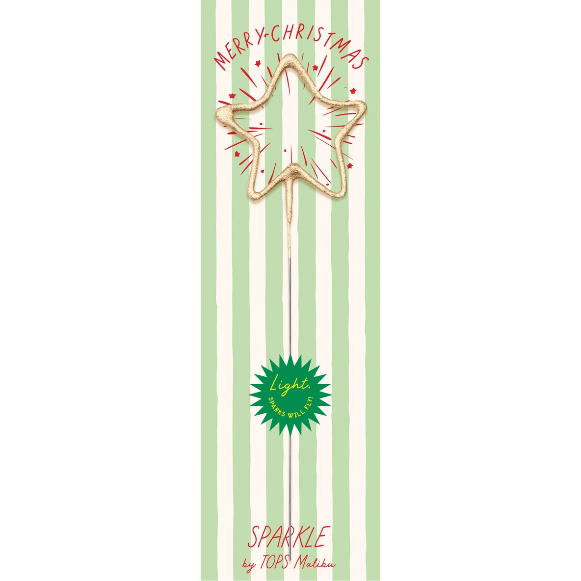 Big 8" Gold Star Sparkler Wand Card - "Merry Christmas"