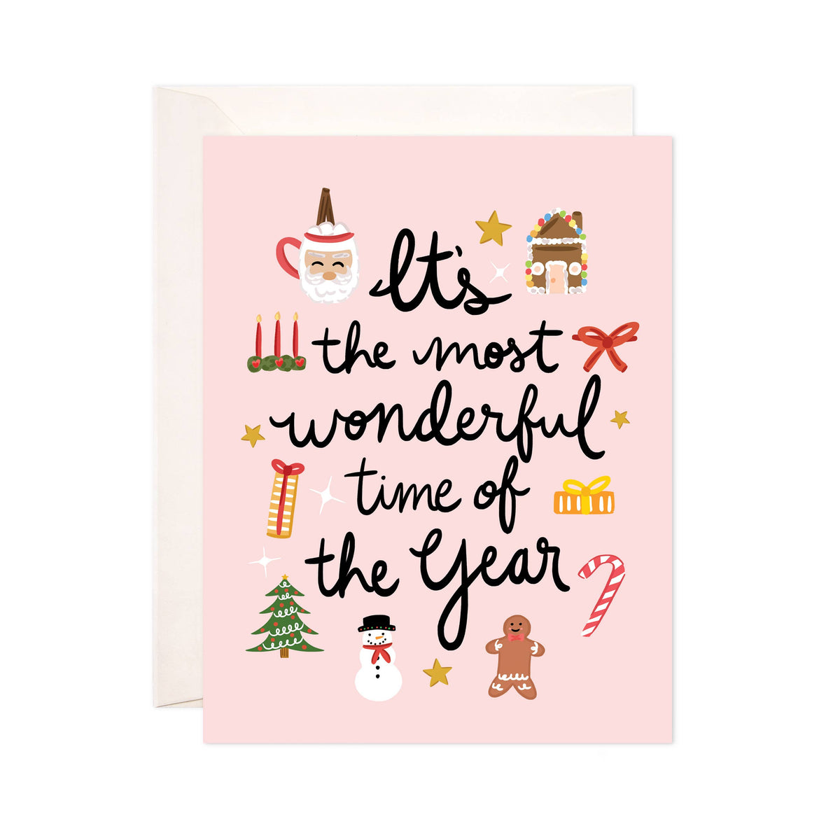 Wonderful Xmas Greeting Card - Cute Christmas Card: Single Card