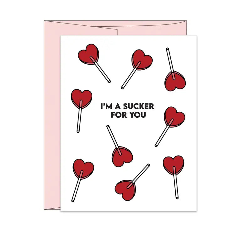 Sucker For You Valentines Day Letterpress Card