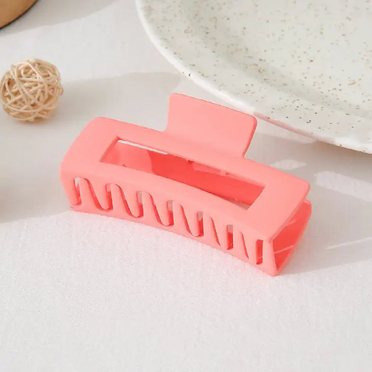 Vibrant Large Square Claw Clip - Salmon