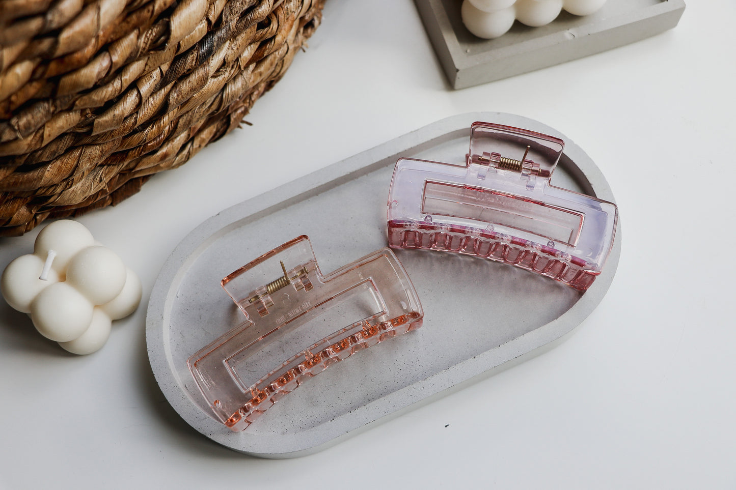 Transparent Small Geometric Claw Clip - Sherbet