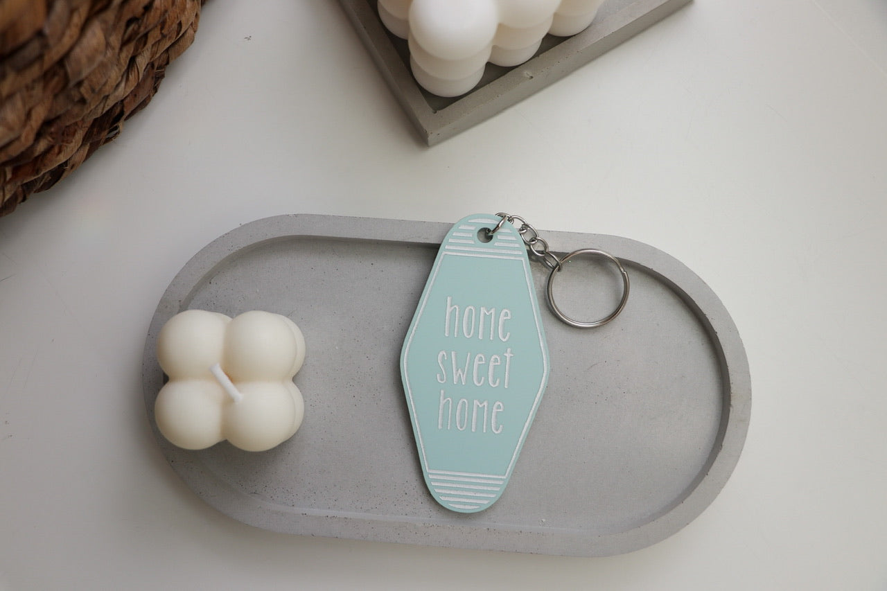Home Sweet Home Glacier Green Acrylic Motel Key Inspired Keychain