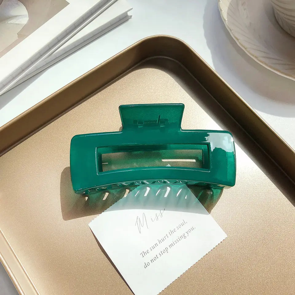 Autumn Transparent Square Claw Clip - Green