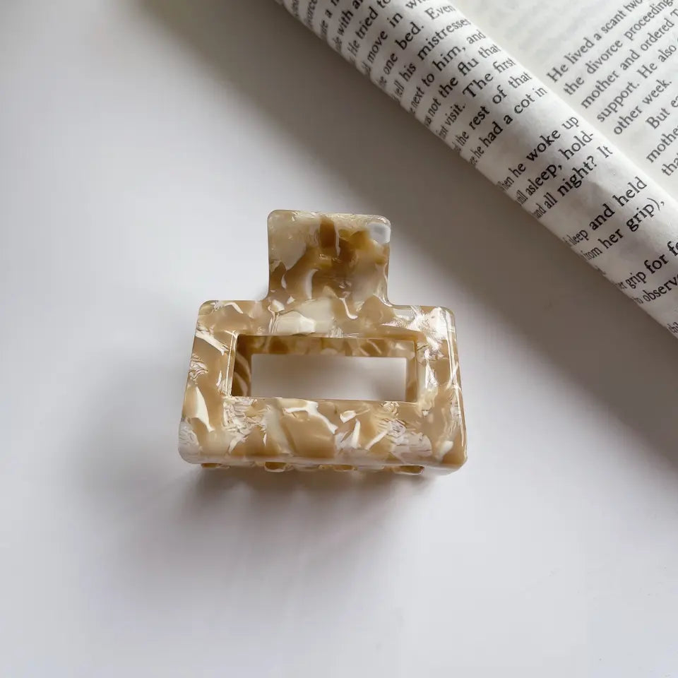 Acetate Small Hollow Square Claw Clip - Coffee