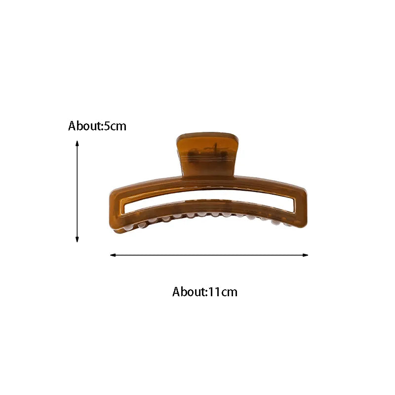 Jelly Long Rectangle Claw Clip- Brown