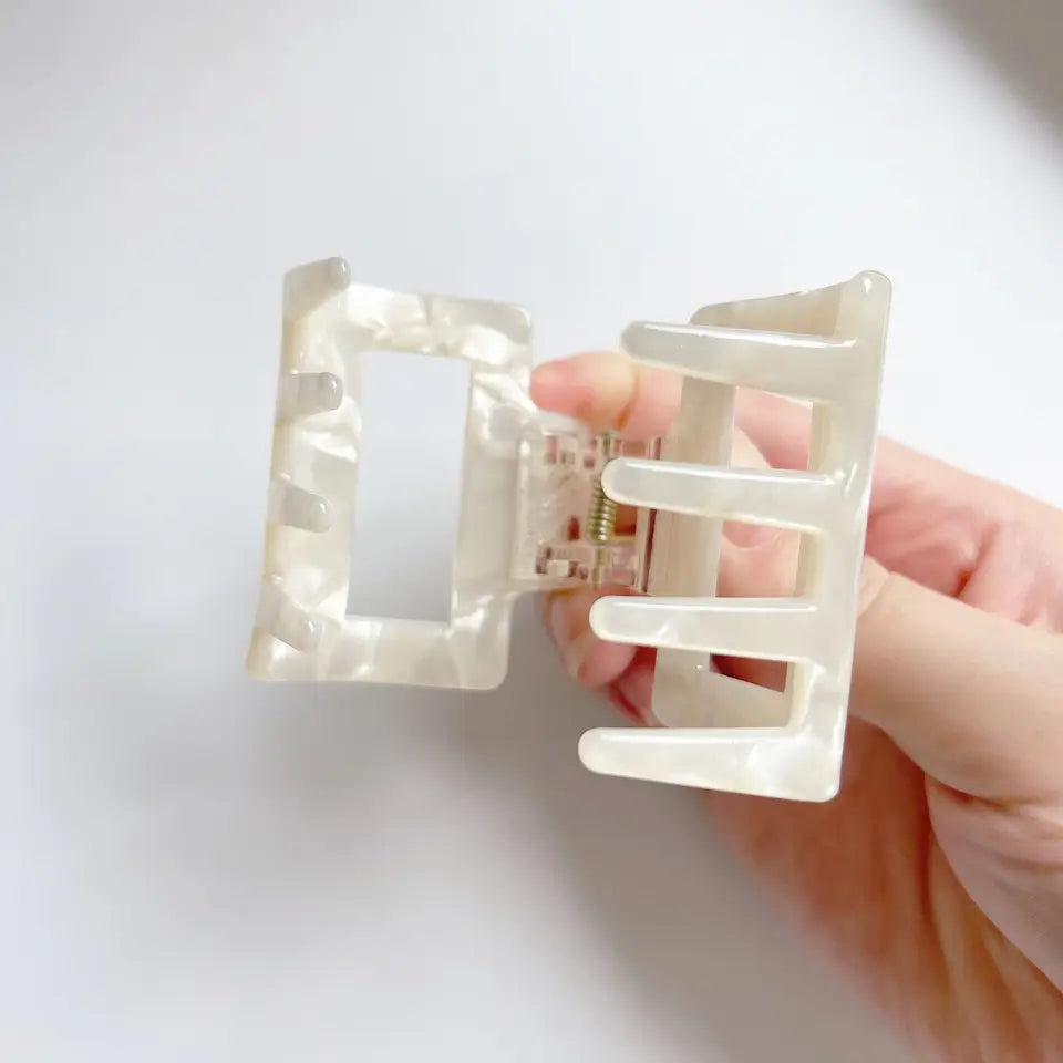 Acetate Small Hollow Square Claw Clip - Green