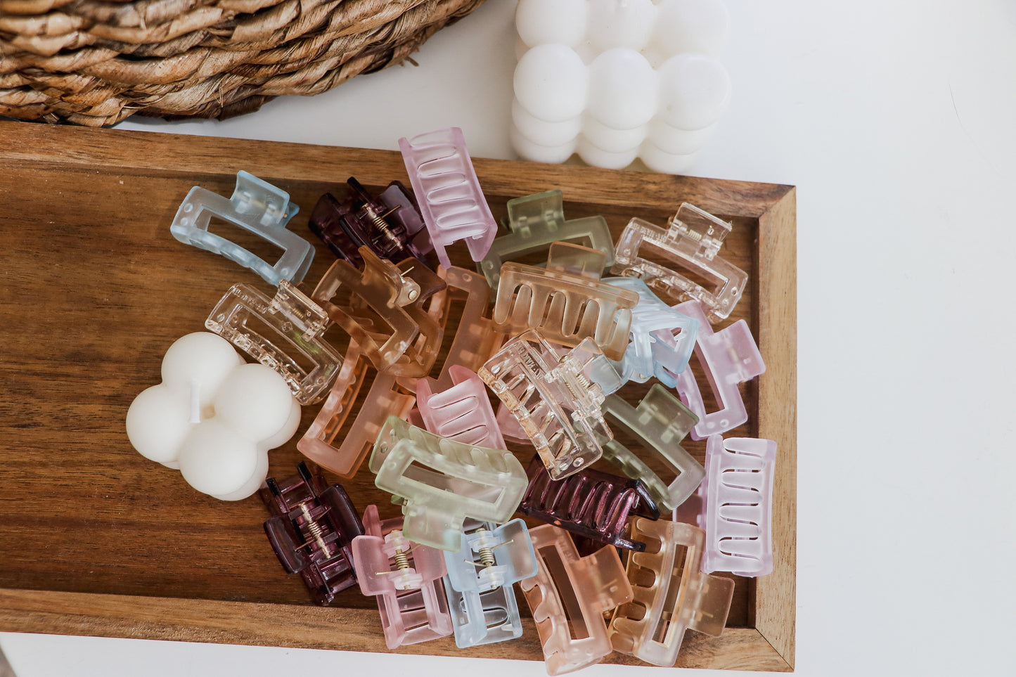 Extra Small Rectangle Claw Clip - Matte Orange