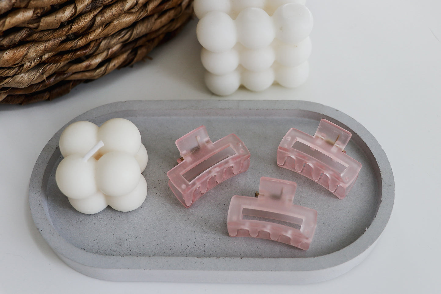 Extra Small Rectangle Claw Clip - Matte Hibiscus