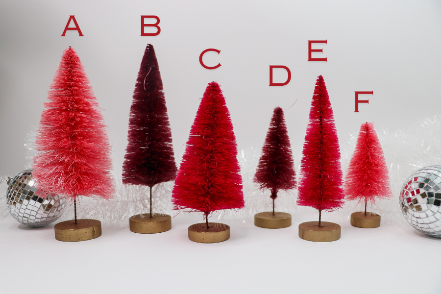 Bottle Brush Set of Trees Hand-Dyed Pinks