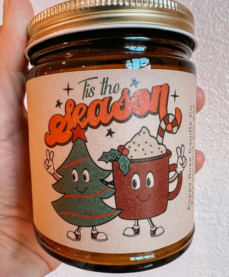 Tis the Season - 8 oz Christmas Holiday Winter Candle