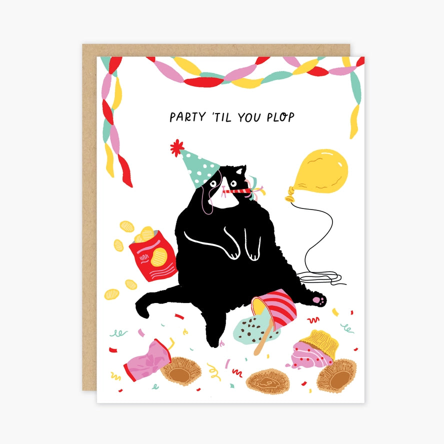 Birthday Cat Party 'til You Plop Birthday Card
