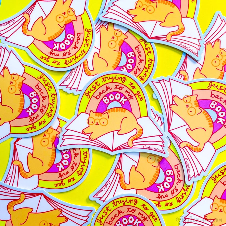 Reading Cat "Trying To Get Back To My Book" Vinyl Sticker
