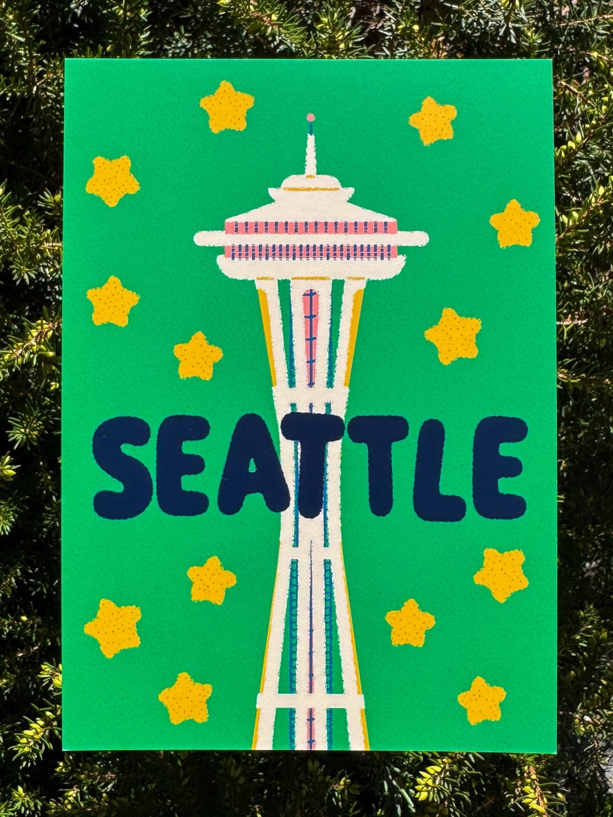 Starry Seattle Space Needle Postcard