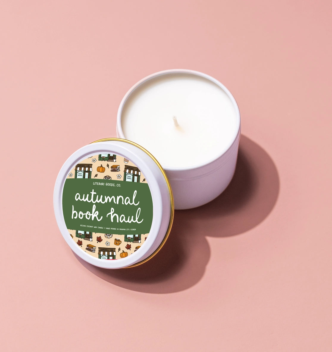 Bookish Fall Candle Tin Gift - Reader - Autumn Book Haul