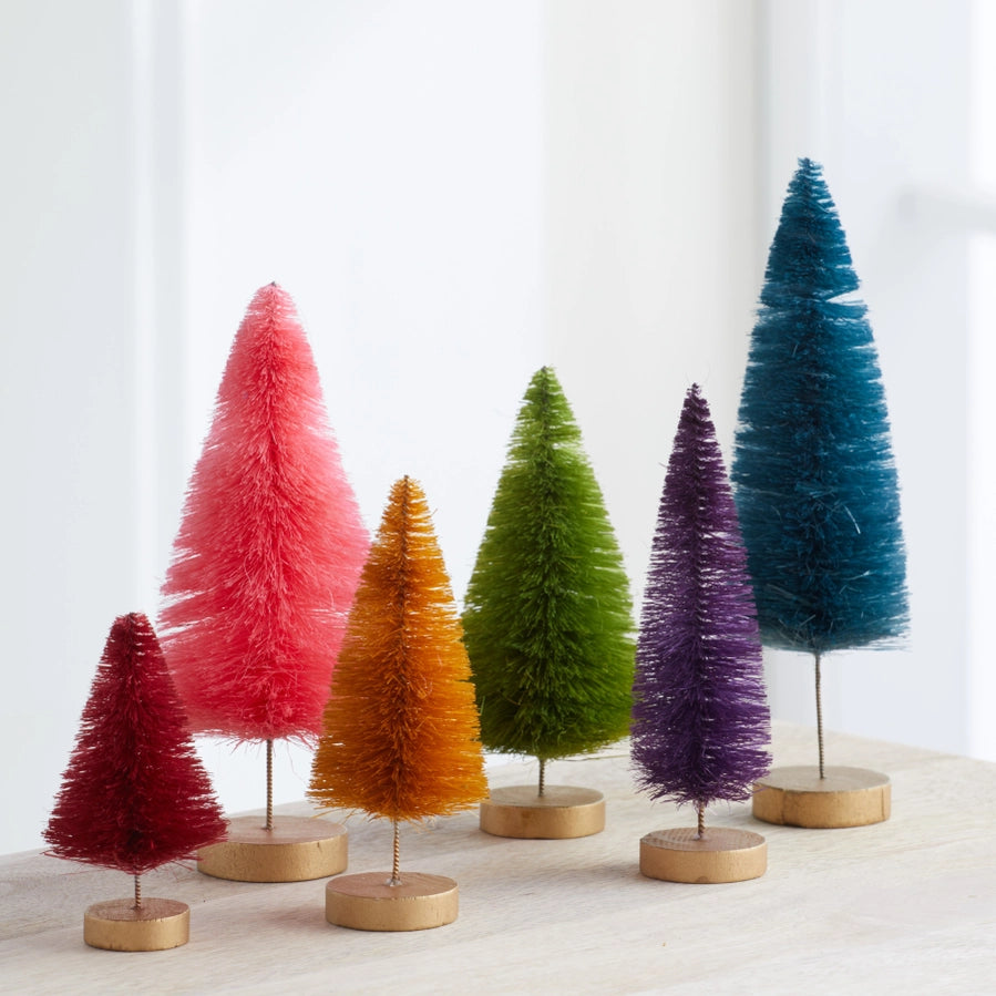 Bottle Brush Set of Trees Hand-Dyed Rainbow