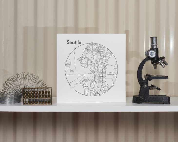 Seattle Map Letterpress Print