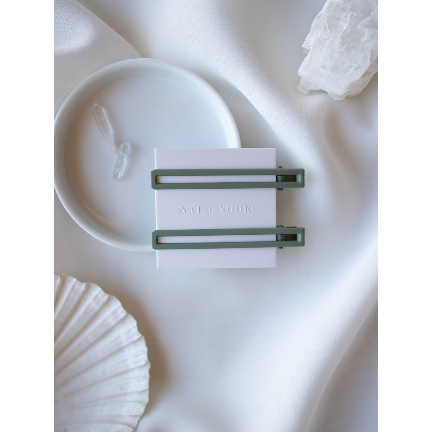 Leia in Sage Barrettes | Nat + Noor