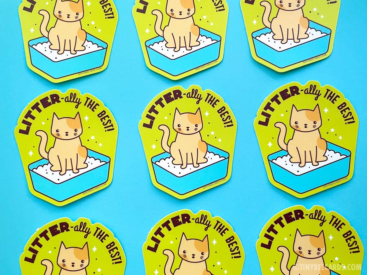 Funny Cat Litter Vinyl Sticker