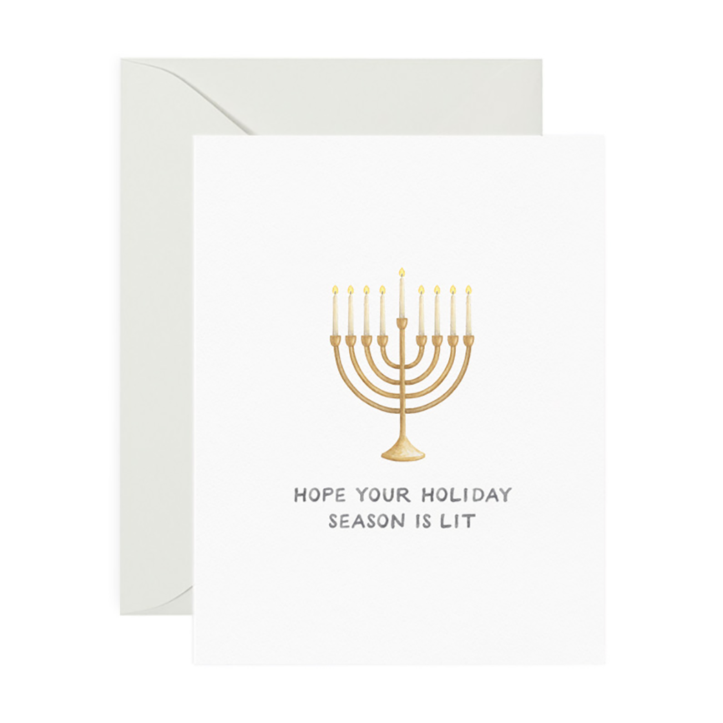 Lit Hanukkah Card