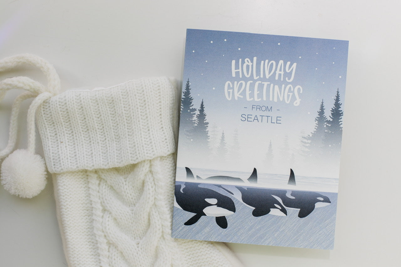 Seattle Holiday Orcas Card