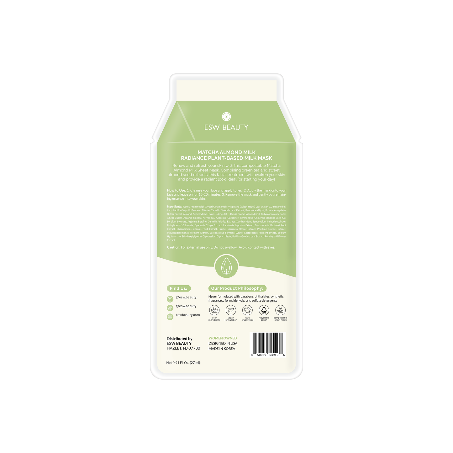Matcha Almond Milk Radiance Plant-Based Milk Mask