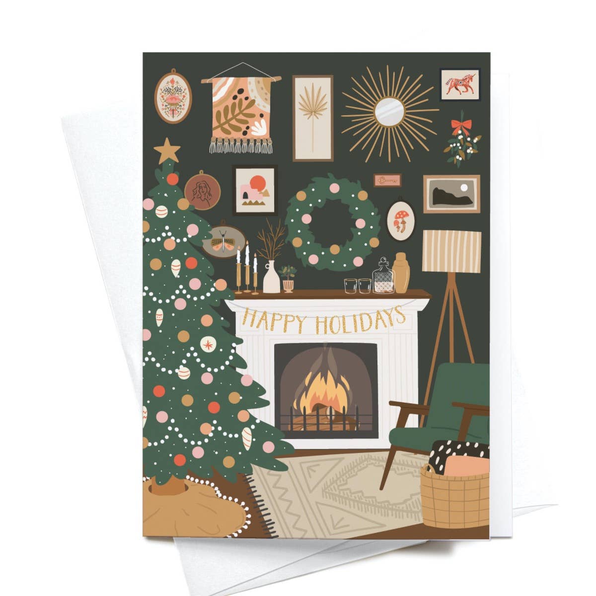 Boxed Set of 10 Happy Holidays Cozy Fire Folded Notes