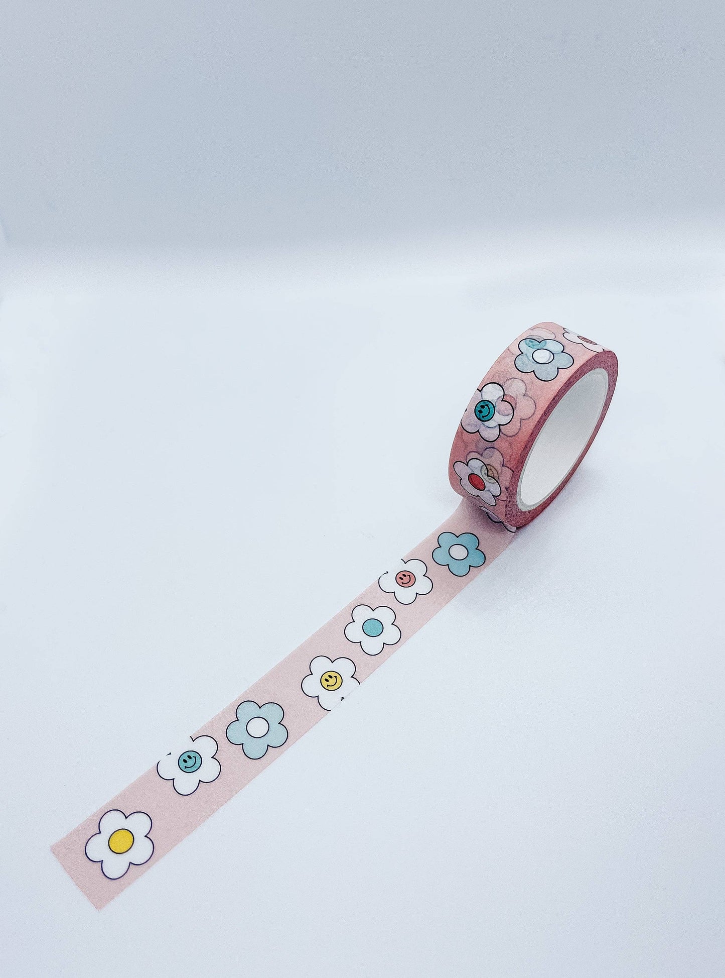 Pink Retro Smiley Flowers Washi Tape