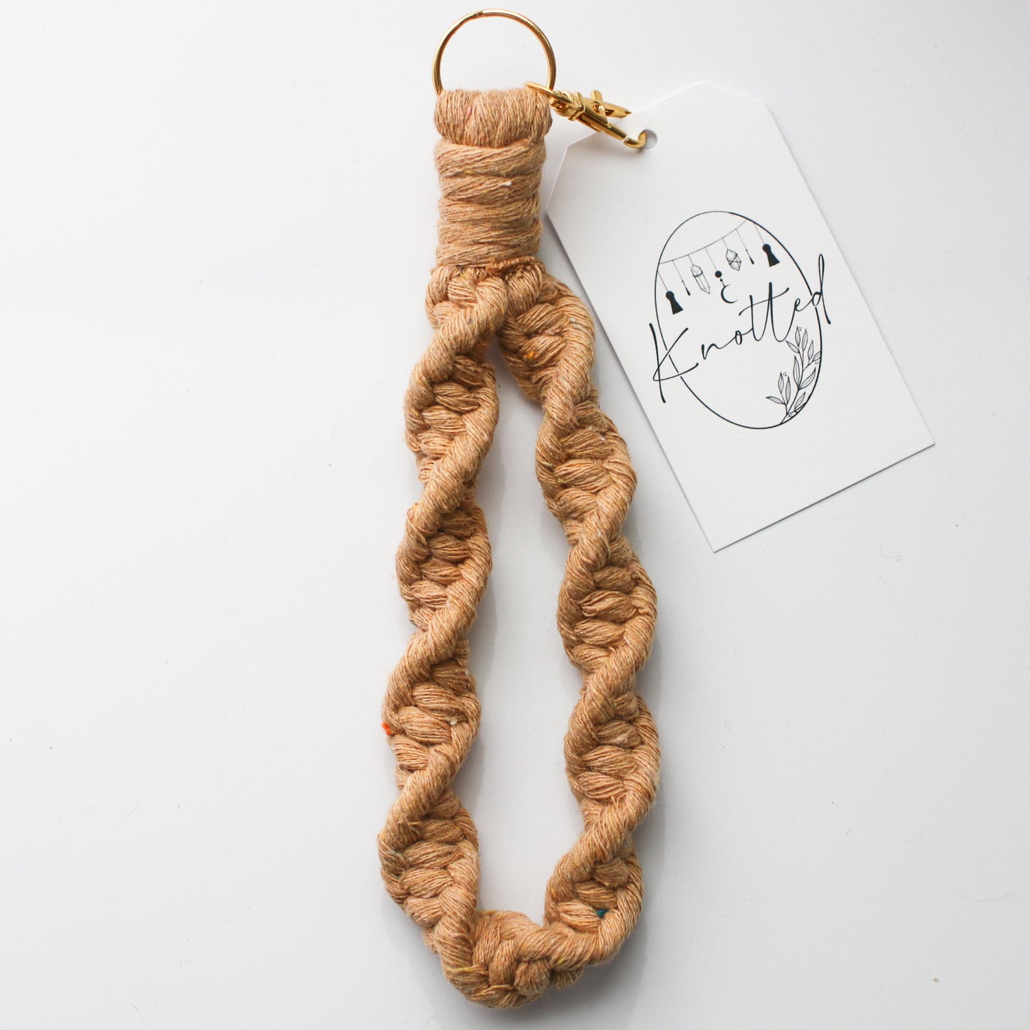 Spiral Wristlet Keychain - Camel