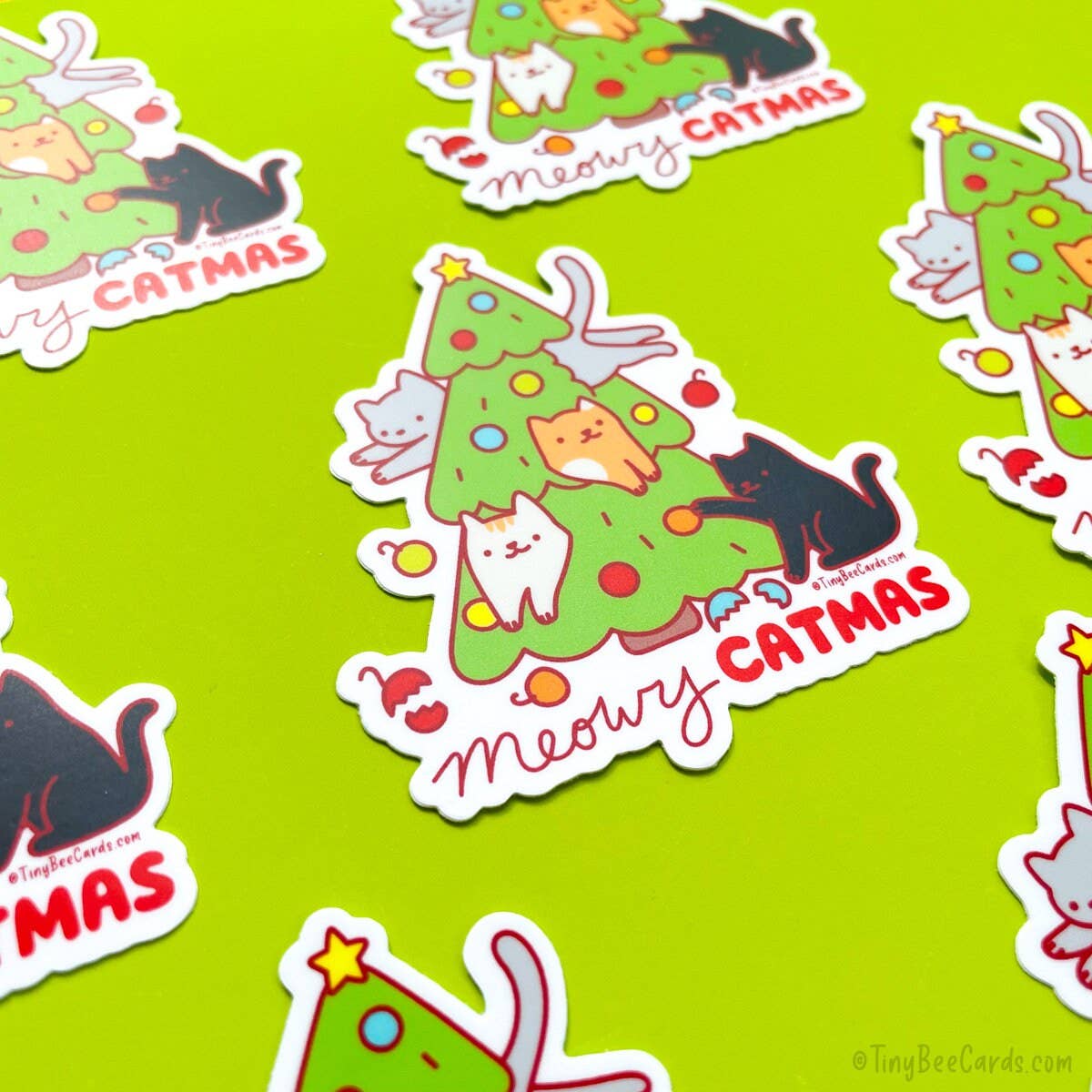 Cats Christmas Tree Vinyl Sticker