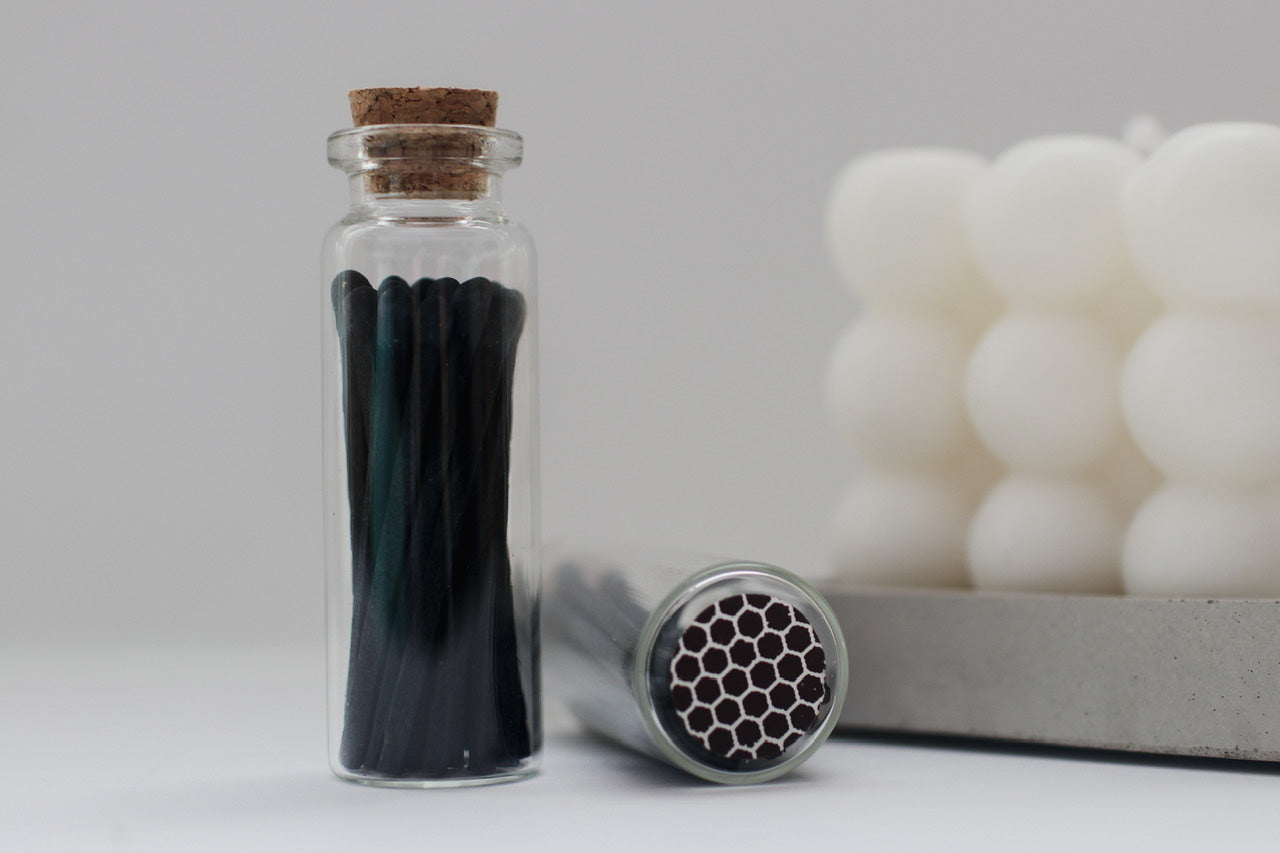 All Black Matches in Small Corked Vial