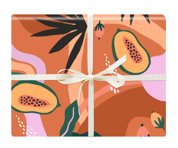 Papaya Gift Wrap (Set of 3 rolled sheets)