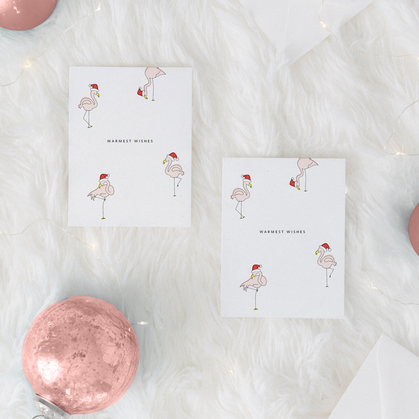 Warmest Wishes Flamingo Santas Card