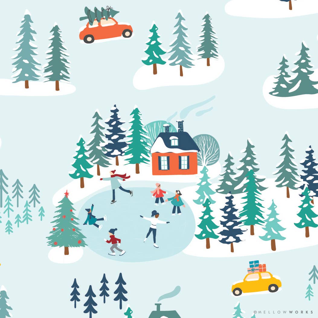 Winter Village Gift Wrap (Roll of 3 Sheets)