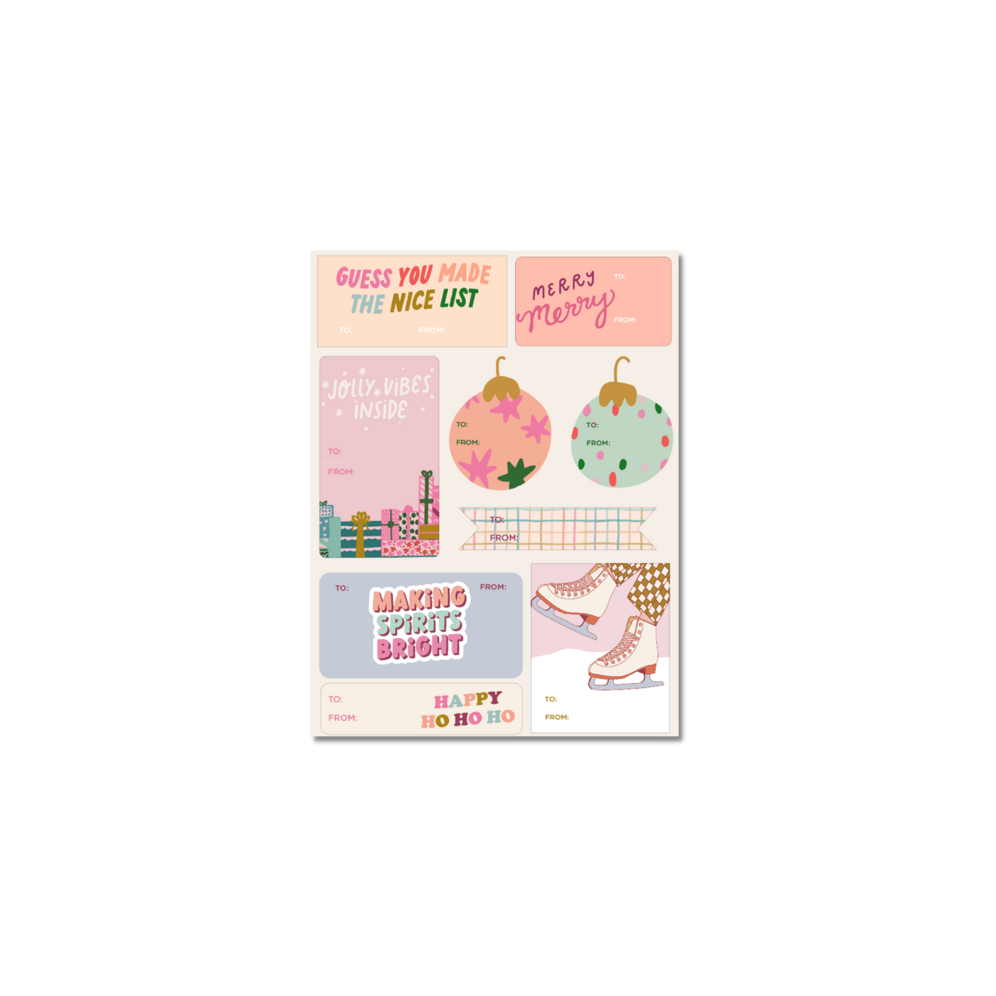 Holiday Gift Label Sticker Sheet - Making Spirits Bright