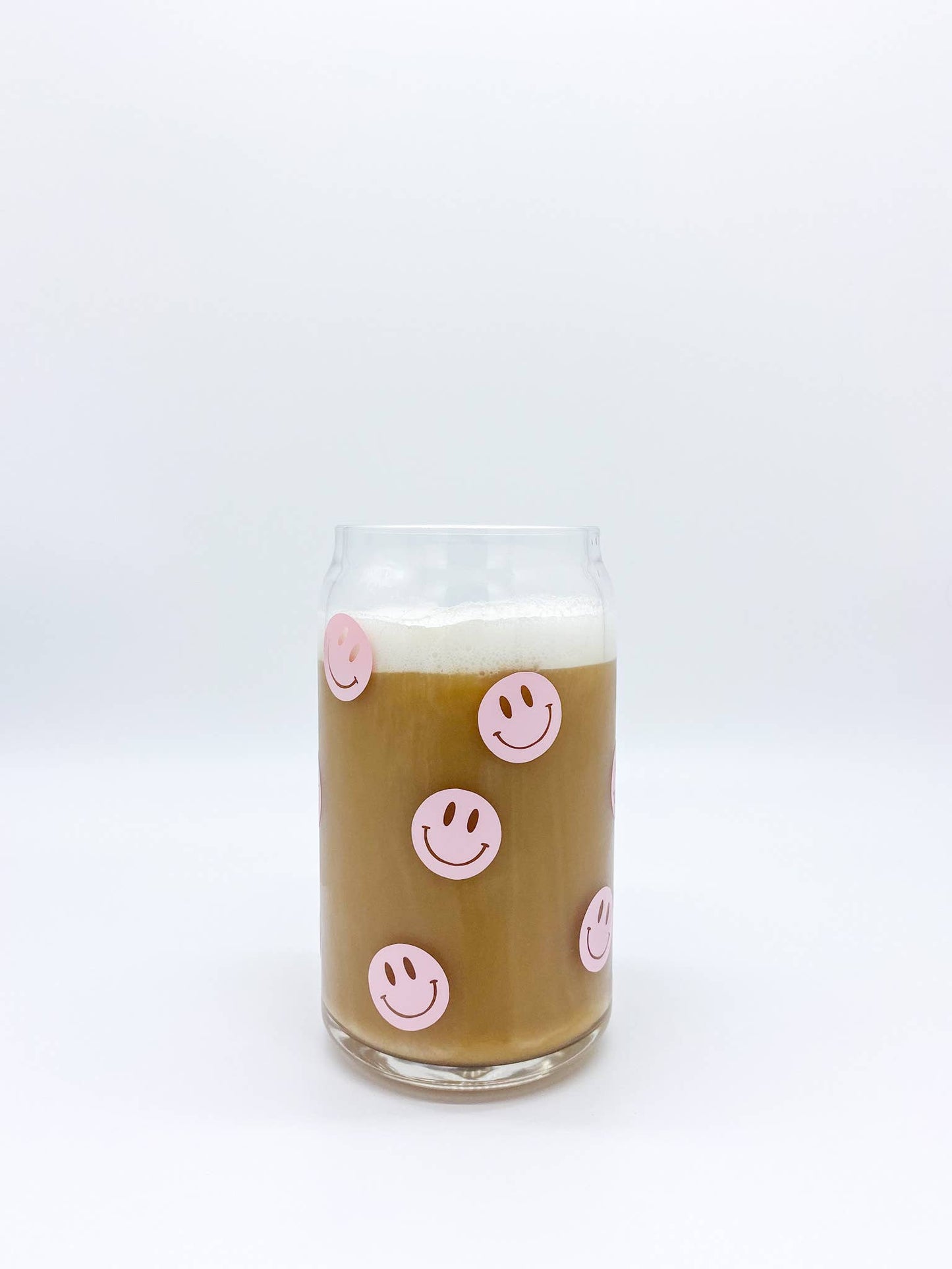 Pink Smiley Can Glass Cup