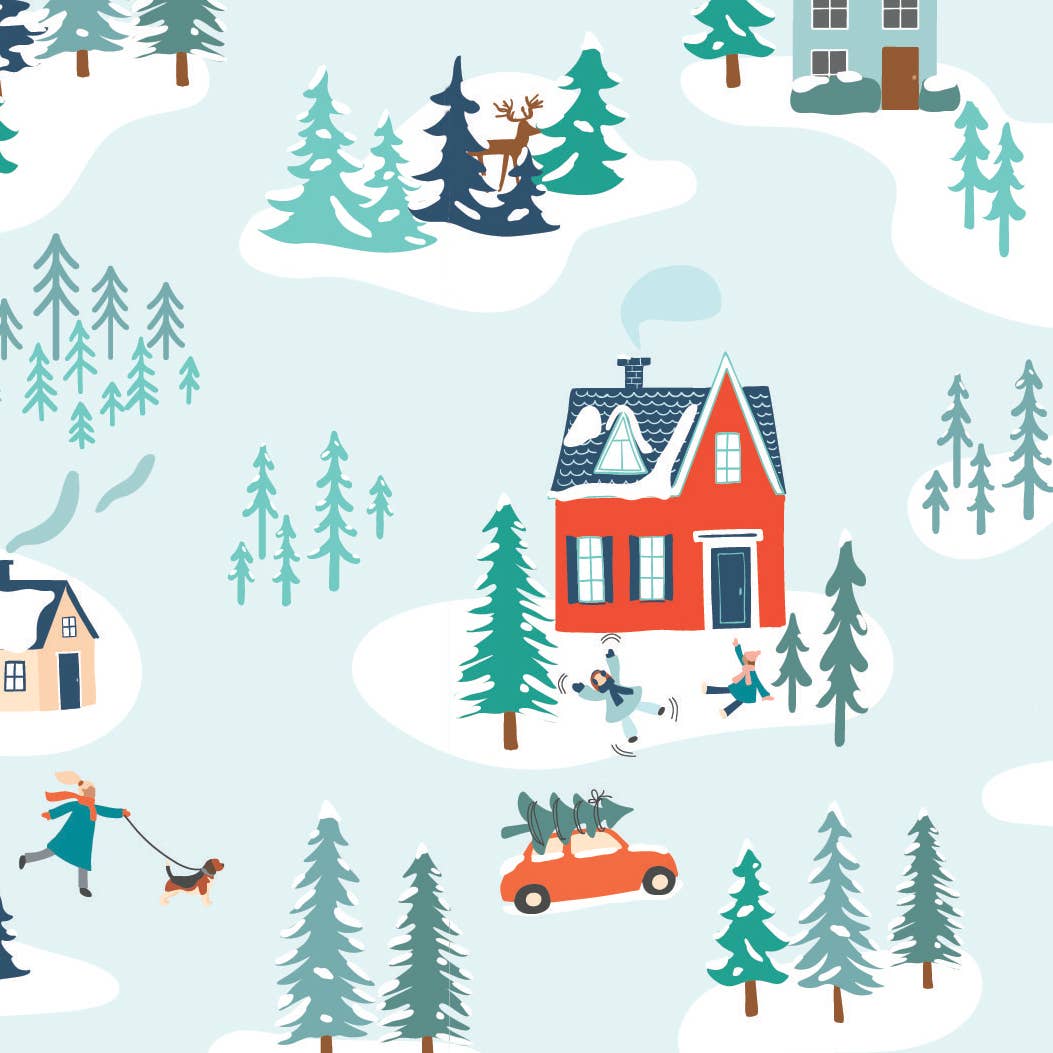 Winter Village Gift Wrap (Roll of 3 Sheets)