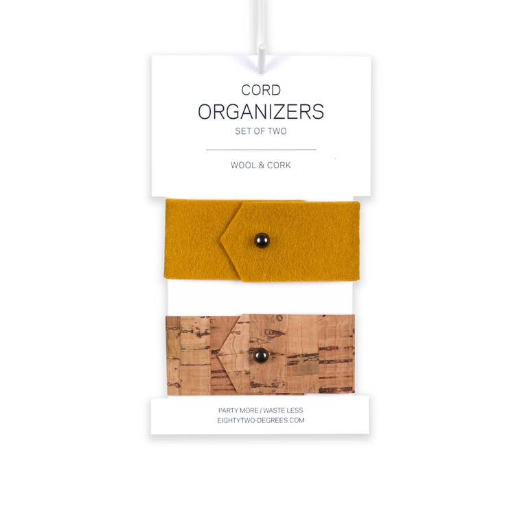 Cord Orginizer- Merino Wool Felt & Cork | Mustard Yellow