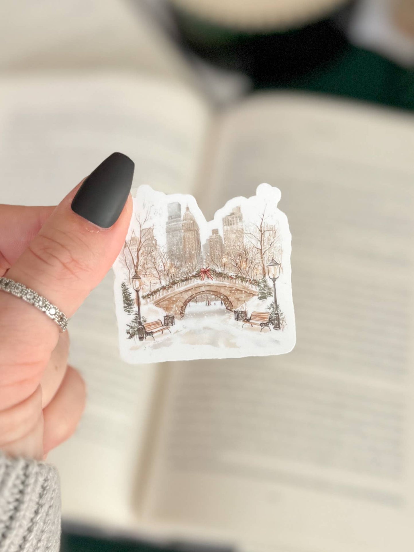 Traditional Christmas Stickers | Vintage Chrismas: Large 2" x 2" / Snowglobe