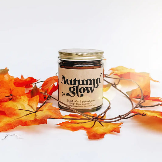 Autumn Glow - Fall Candle - Coconut Soy Wax in Amber Jar 8 oz