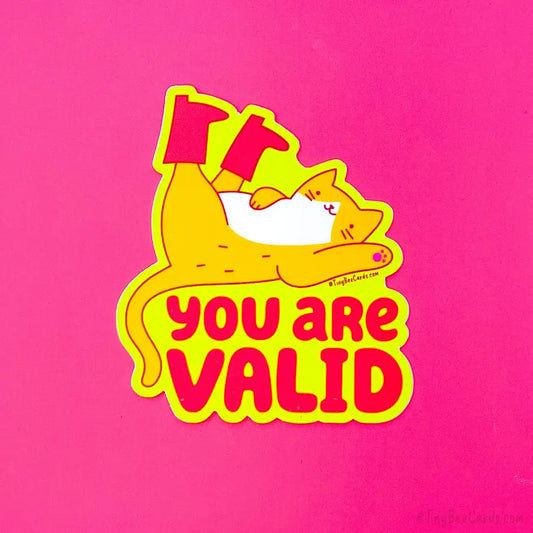 Self Love Cat Vinyl Sticker "You Are Valid"