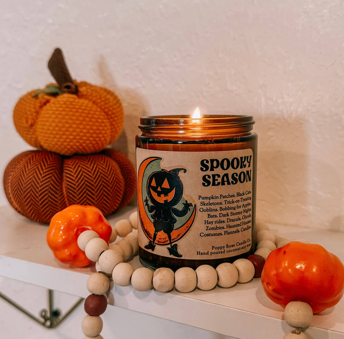 Spooky Season - Halloween Candle - coconut soy wax amber jar