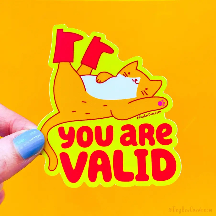 Self Love Cat Vinyl Sticker "You Are Valid"
