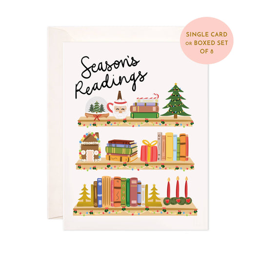 Season's Readings Greeting Card - Christmas Bookstore Card: Box Set of 8
